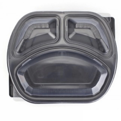 Vienkartinis indelis PP su dangteliu (3 dalių, 25 x 21 x h7,3 cm., 50 vnt.)