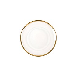 Glass plate, round with golden rim, 33x3 cm.