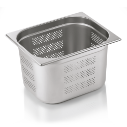GN indas 1/2 H 20 cm. 11,5 l. perforuotas. Chromuotas.