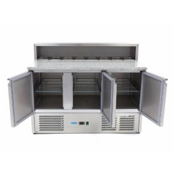 Šaldomas picos stalas 3 durelių su saladete ir granito stalviršiu