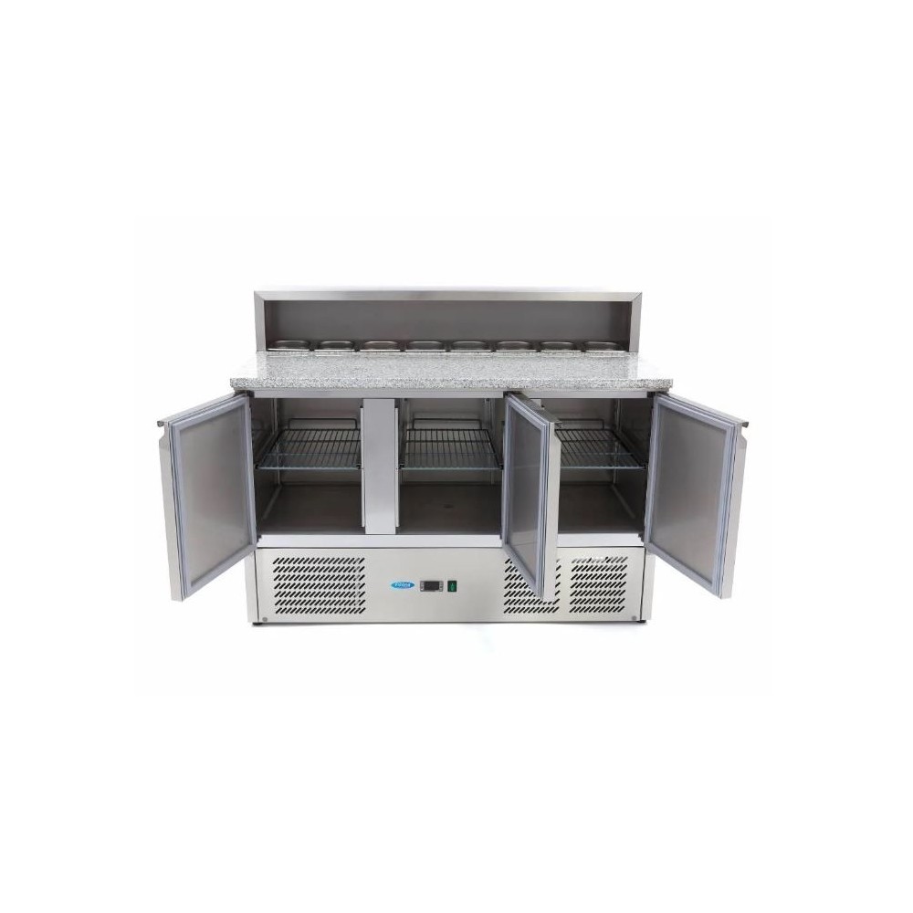 Šaldomas picos stalas 3 durelių su saladete ir granito stalviršiu