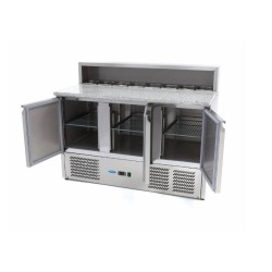 Šaldomas picos stalas 3 durelių su saladete ir granito stalviršiu