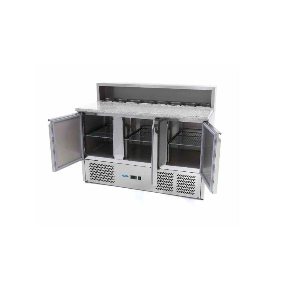 Šaldomas picos stalas 3 durelių su saladete ir granito stalviršiu