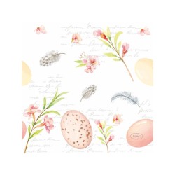 Servetėlės 24 x 24 cm. 3 sl. Eggs and feathers, 20 vnt.