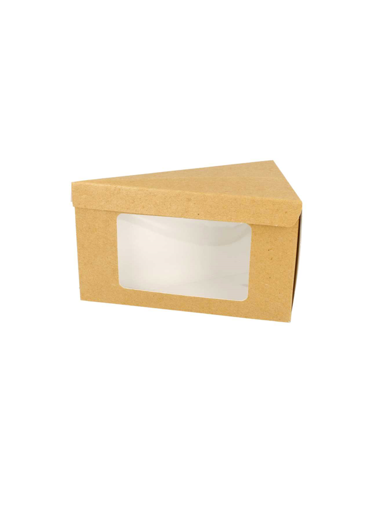 Vienk. dėžutė trikampė 14.4 x 8.5 x 9 cm. pop ruda (100)