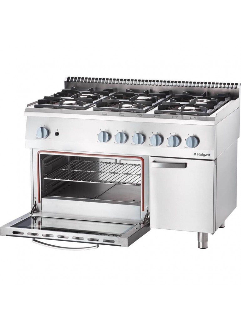 Stalgast dujinė viryklė, 6 kaitviečių, su elektrine konvekcine orkaite (32,5 +7 kW)