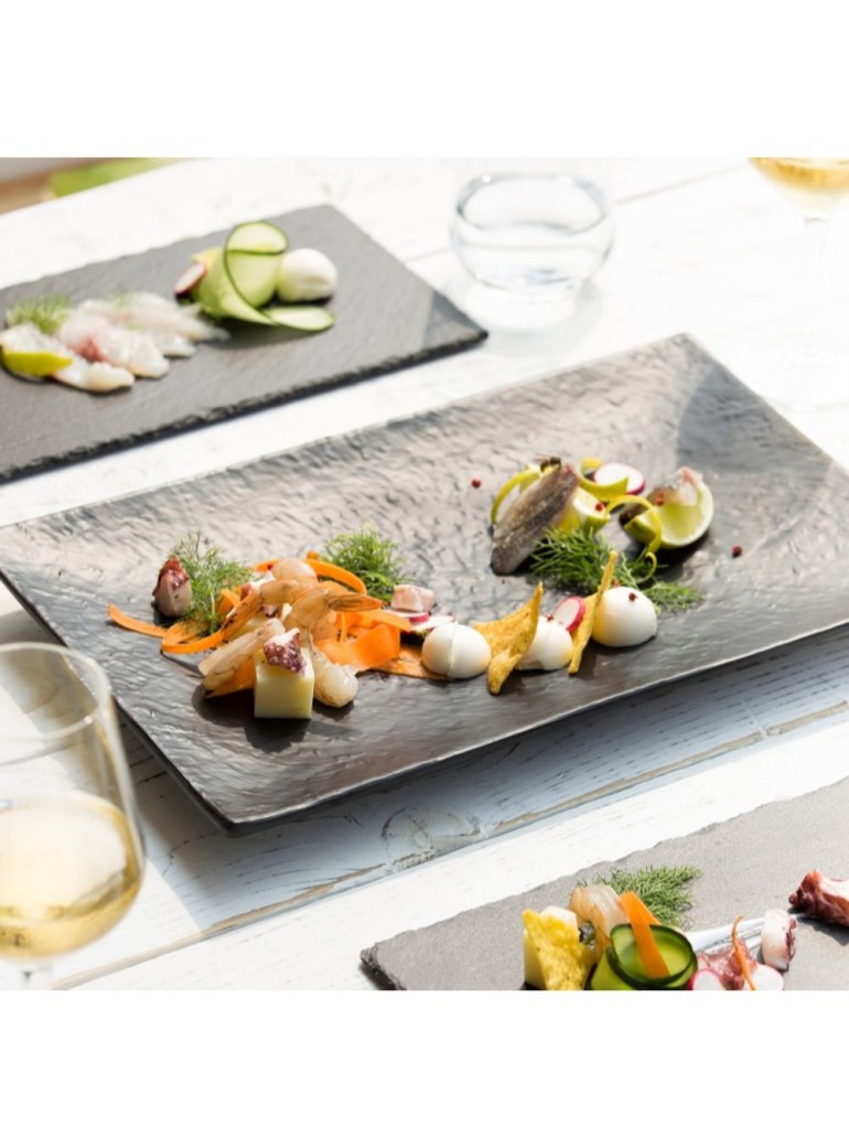 Lėkštė kvadratinė 40,5 x 26 x 3,8 juoda melamino